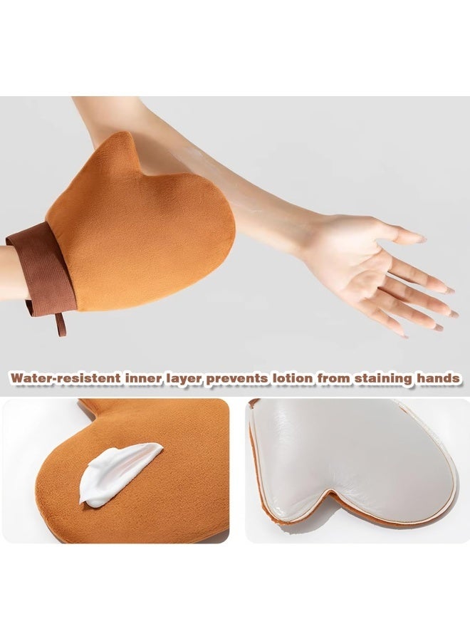2 PCS Self Tanning Mitt Applicator,Soft Flocking Exterior for Streak-Free Application, Waterproof Liner, Elastic Cuff Hanging Loop,Body Lotion Applicator Gloves For Sunscreen, Tanning Oil - Image 4